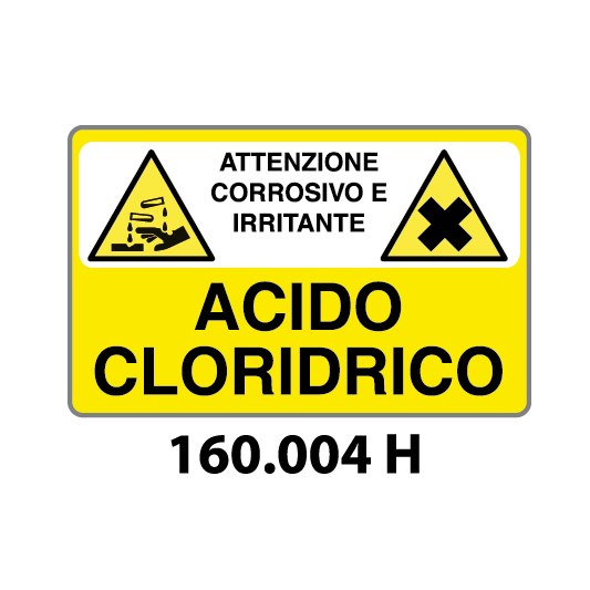 Targa ATTENZIONE CORROSIVO E IRRITANTE ACIDO CLORIDRICO