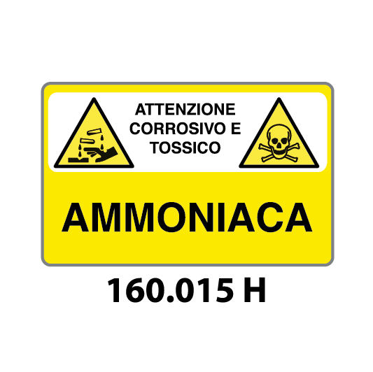 Targa ATTENZIONE CORROSIVO E TOSSICO AMMONIACA