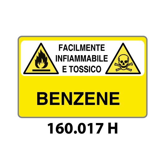 Targa FACILMENTE INFIAMMABILE E TOSSICO BENZENE
