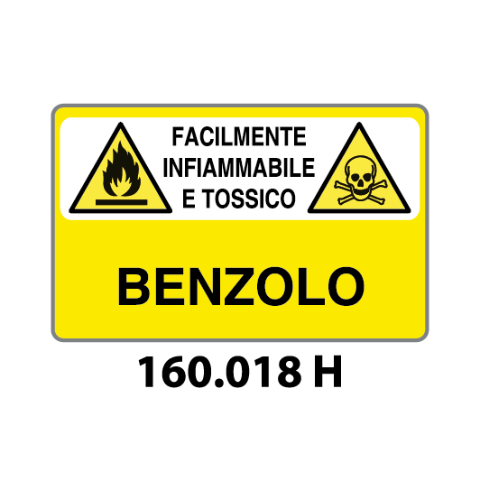 Targa FACILMENTE INFIAMMABILE E TOSSICO BENZOLO