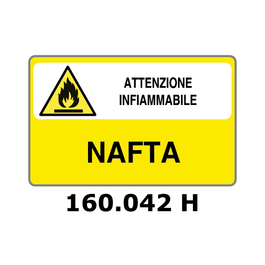 Targa ATTENZIONE INFIAMMABILE NAFTA