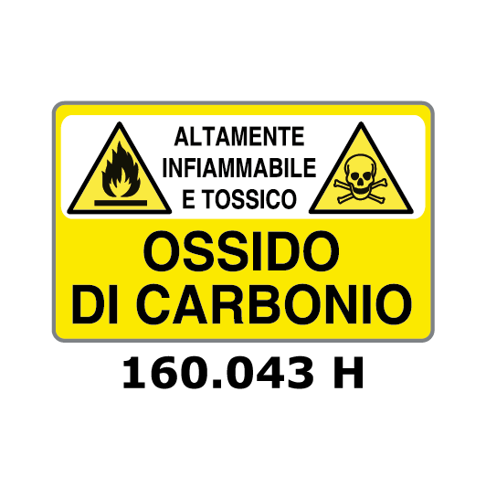 Targa ALTAMENTE INFIAMMABILE E TOSSICO OSSIDO DI CARBONIO