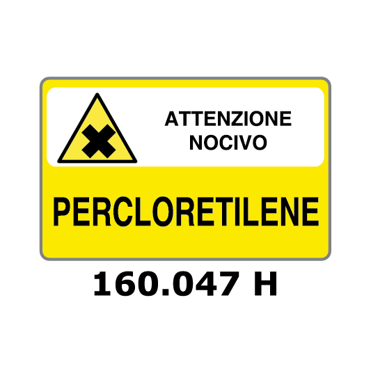 Targa ATTENZIONE NOCIVO PERCLORETILENE