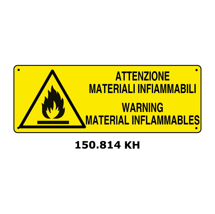 Targa ATTENZIONE MATERIALI INFIAMMABILI e inglese - Trust Print