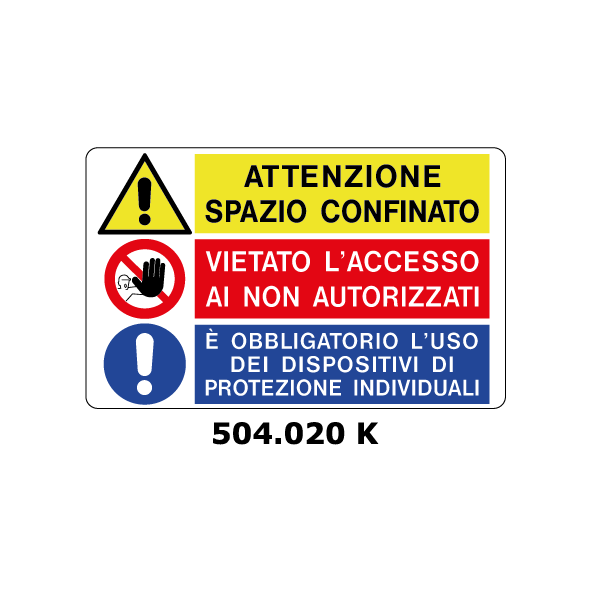 Targa ATTENZIONE - VIETATO L'ACCESSO - OBBLIGATORIO L'USO DEI DISPOSITIVI DI SICUREZZA multisimbolo - Trust Print