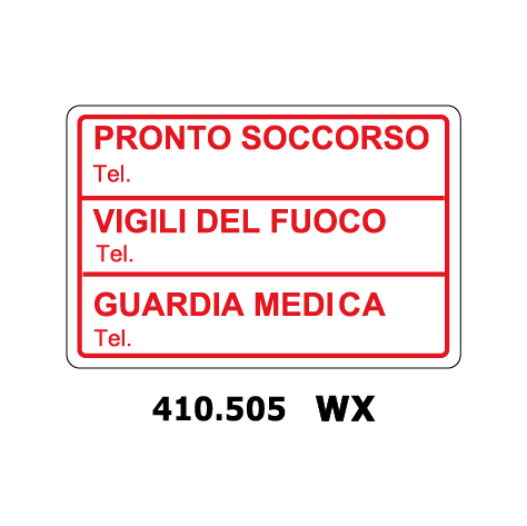 Targa con box TEL IMPORTANTI SOCCORSO - Trust Print