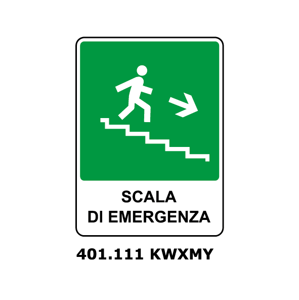 Targa DISCESA SCALA DI EMERGENZA verso destra - Trust Print