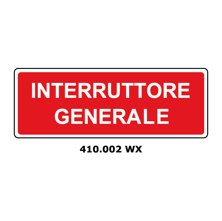 Targa INTERRUTTORE GENERALE - Trust Print