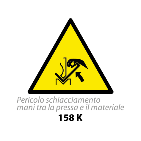 Targa PERICOLO SCHIACCIAMENTO MANI TRA LA PRESSA E IL MATERIALE - Trust Print
