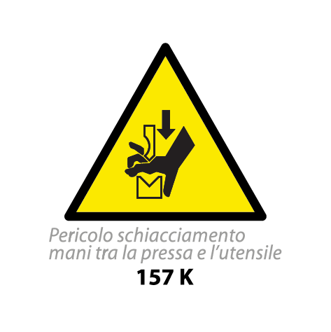Targa PERICOLO SCHIACCIAMENTO MANI TRA LA PRESSA E L'UTENSILE - Trust Print