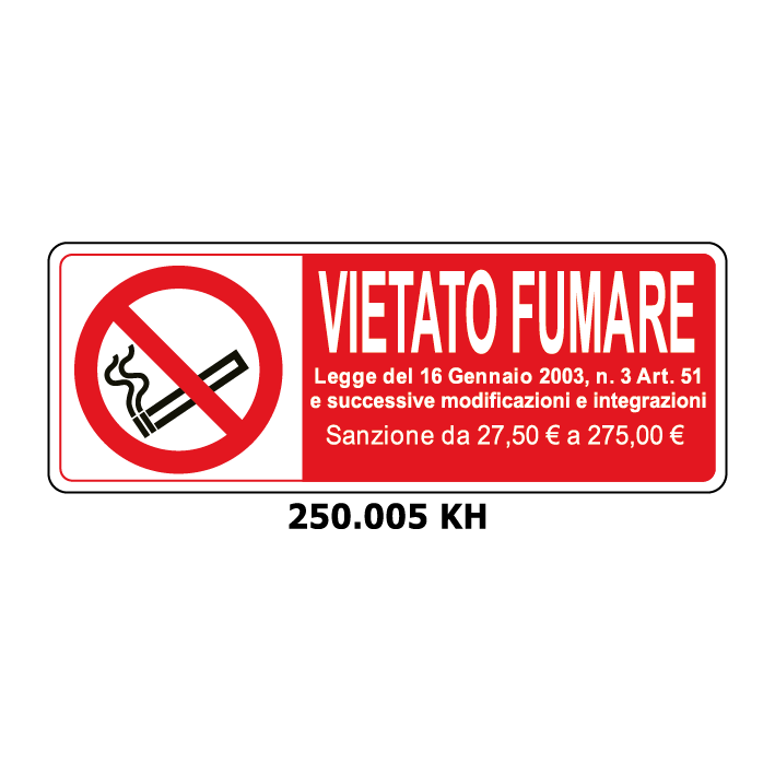 Targa VIETATO FUMARE con legge - Trust Print