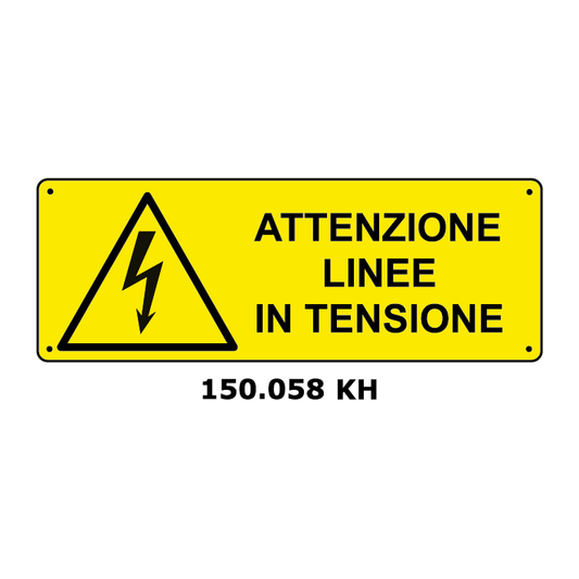 Targa ATTENZIONE LINNE IN TENSIONE