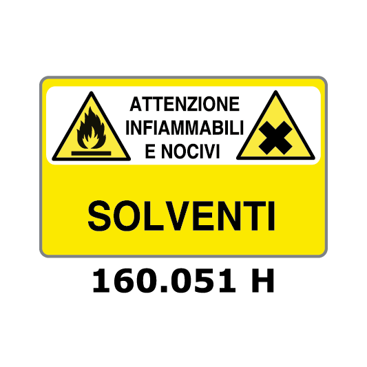 Targa ATTENZIONE INFIAMMABILI E NOCIVI SOLVENTI