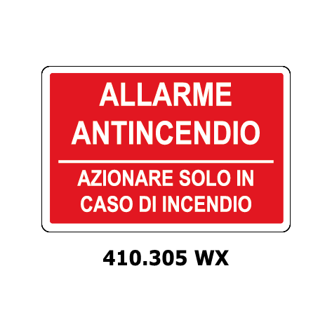 Targa ALLARAME ANTINCENDIO AZIONARE IN CASO DI INCENDIO - Trust Print
