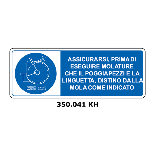 Targa ASSICURARSI, PRIMA DI ESEGUIRE MOLATURE CHE IL POGGIAPEZZI E LA LINGUETTA, DISTINO DALLA MOLA COME INDICATO - Trust Print