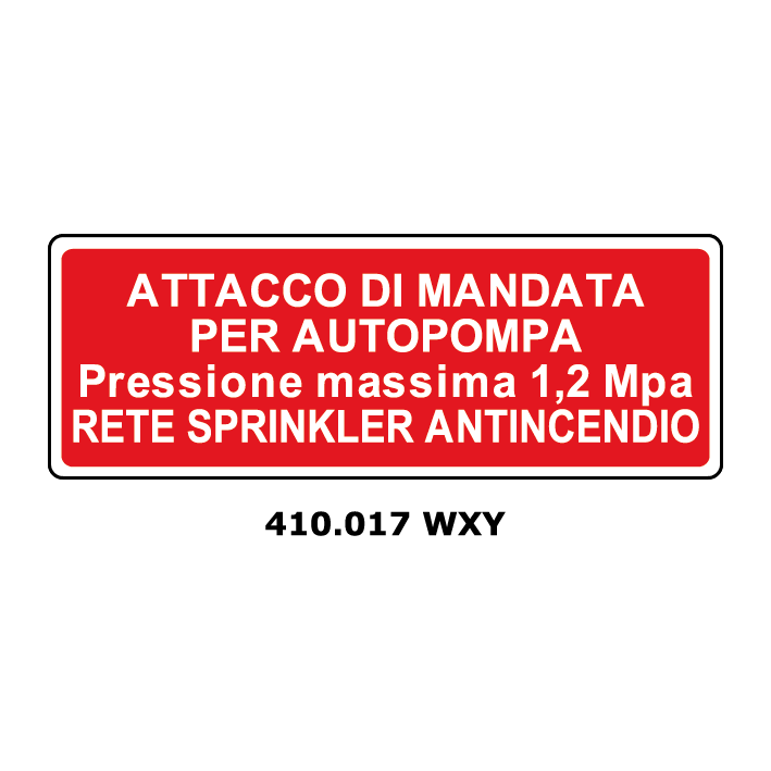 Targa ATTACCO DI MANDATA PER AUTOPOMPA Pressione massima 1,2 Mpa - Trust Print