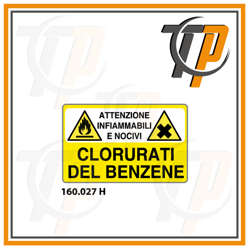 Targa ATTENZIONE INFIAMMABILI E NOCIVI CLORURATI DEL BENZENE - Trust Print