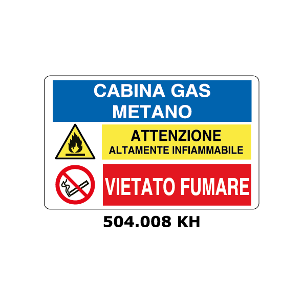 Targa CABINA GAS METANO - VIETATO FUMARE multisimbolo - Trust Print