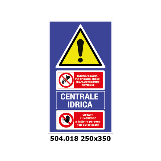 Targa CENTRALE IDRICA - VARI DIVIETI multisimbolo - Trust Print