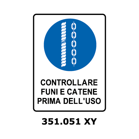 Targa CONTROLLARE FUNI CATENE PRIMA DELL'USO - Trust Print