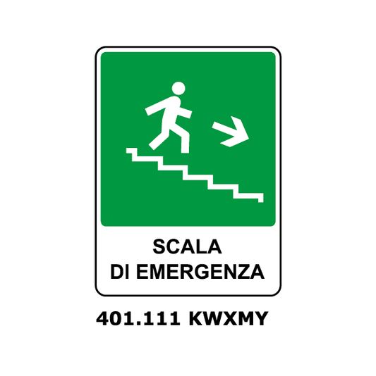 Targa DISCESA SCALA DI EMERGENZA verso destra - Trust Print