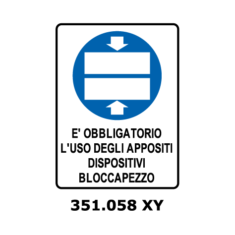Targa E' OBBLIGATORIO L'USO DEGLI APPOSITI DISPODITIVI BLOCCAPEZZO - Trust Print