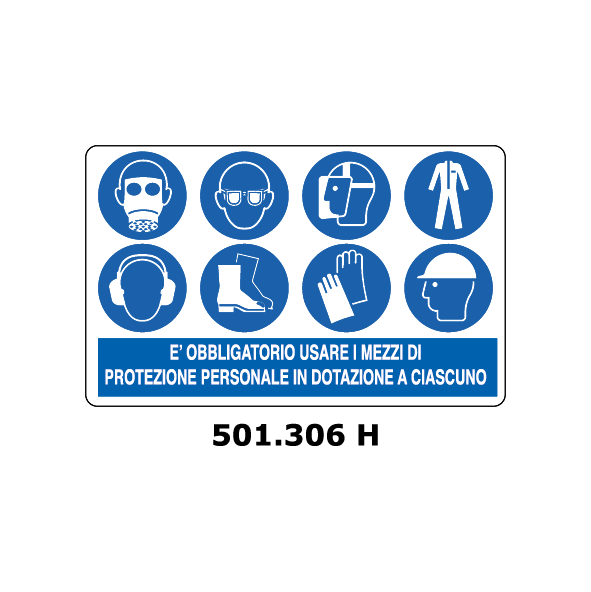 Targa E' OBBLIGATORIO USARE I MEZZI DI PROTEZIONE PERSONALE IN DOTAZIONE A CIASCUNO - Trust Print