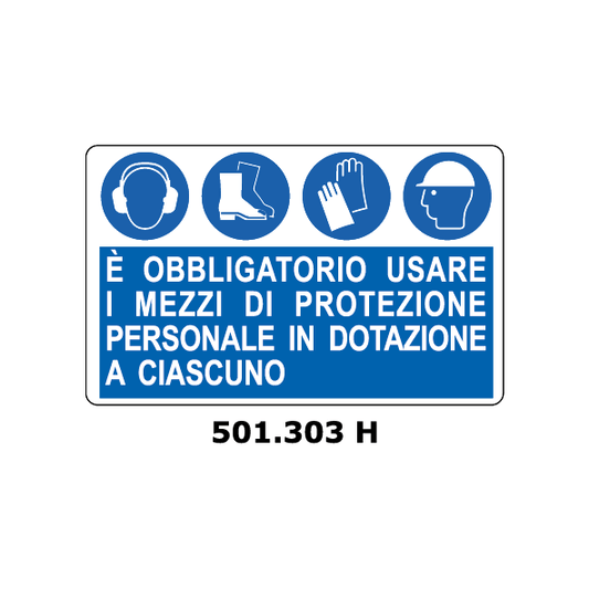 Targa E' OBBLIGATORIO USARE I MEZZI DI PROTEZIONE PERSONALE IN DOTAZIONE A CIASCUNO - Trust Print