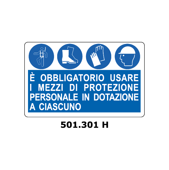 Targa E' OBBLIGATORIO USARE I MEZZI DI PROTEZIONE PERSONALE IN DOTAZIONE A CIASCUNO - Trust Print