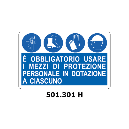 Targa E' OBBLIGATORIO USARE I MEZZI DI PROTEZIONE PERSONALE IN DOTAZIONE A CIASCUNO - Trust Print