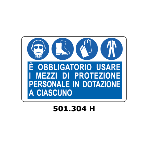 Targa E' OBBLIGATORIO USARE I MEZZI DI PROTEZIONE PERSONALE IN DOTAZIONE A CIASCUNO - Trust Print