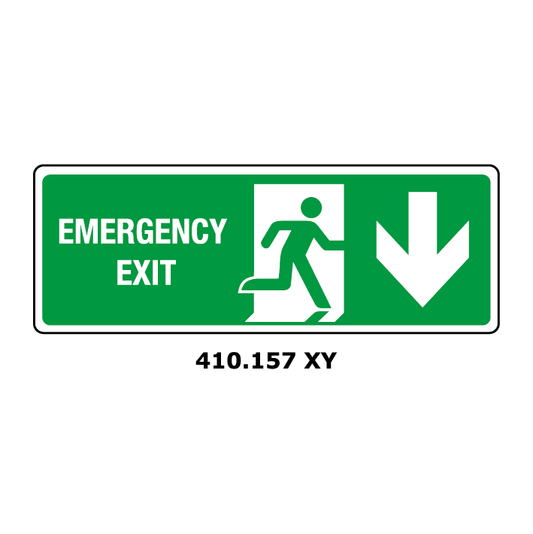 Targa EMERGENCY EXIT freccia in basso - Trust Print
