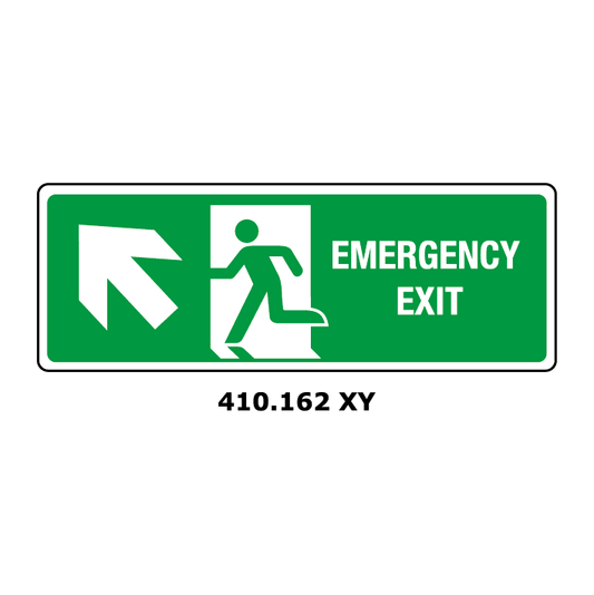 Targa EMERGENCY EXIT freccia obliqua in alto a sinistra - Trust Print