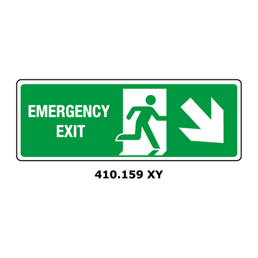 Targa EMERGENCY EXIT freccia obliqua in basso a destra - Trust Print