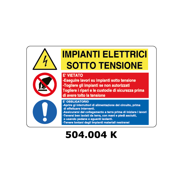 Targa IMPIANTI ELETTRICI - VARI DIVIETI multisimbolo - Trust Print