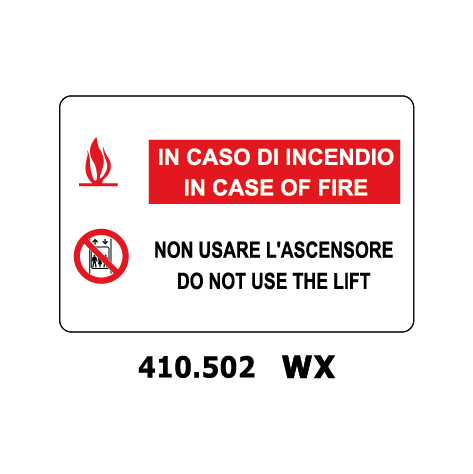Targa IN CASO DI INCENDIO NON USARE L'ASCENSORE e inglese - Trust Print