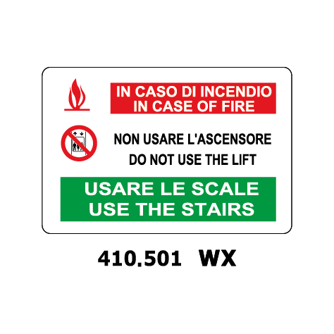 Targa IN CASO DI INCENDIO USARE LE SCALE e inglese - Trust Print