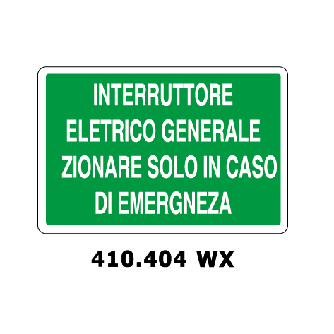 Targa INTERRUTTORE ELETRRICO GENERALE AZIONARE SOLO IN CASO DI EMERGENZA - Trust Print