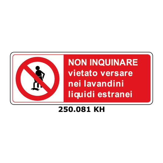 Targa NON INQUINARE vietato versare nei lavandini liquidi estranei - Trust Print