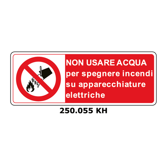 Targa NON USARE ACQUA per spegnere incendi su apparecchiature elettriche - Trust Print