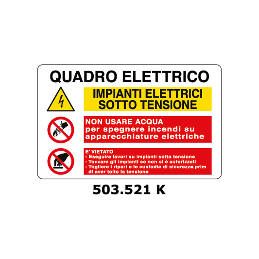 Targa QUADRO ELETTRICO - NON USARE ACQUA multisimbolo - Trust Print