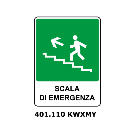 Targa SALITA SCALA DI EMERGENZA VERSO SINISTRA - Trust Print