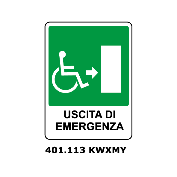 Targa USCITA DI EMRGENZA PER CARROZZINA verso destra - Trust Print