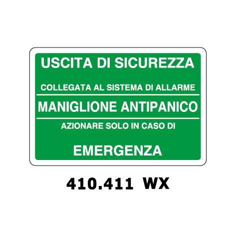 Targa USCITA DI SICUREZZA - MANIGLIONE ANTIPANICO - Trust Print