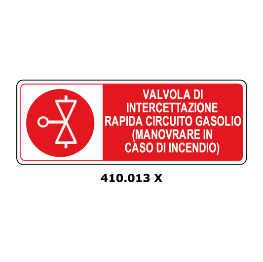 Targa VALVOLA DI INTERCETTAZIONE RAPIDA CIRCUITO GASOLIO - Trust Print