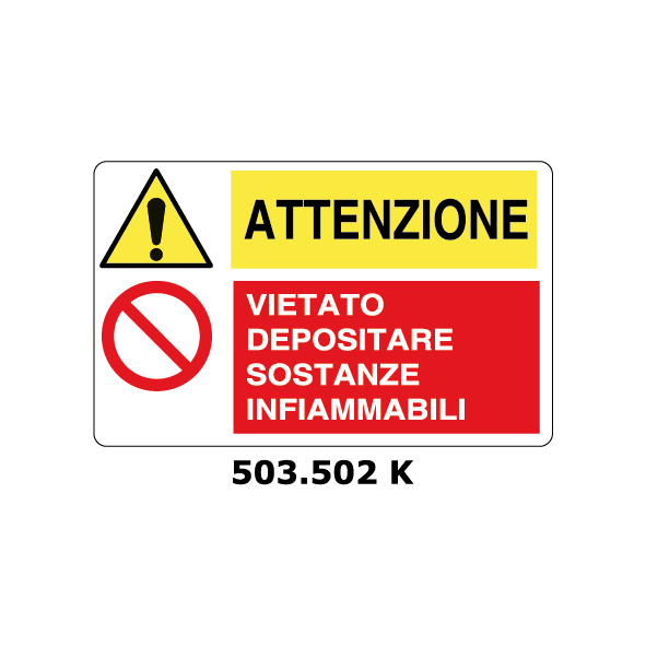 Targa VIETATO DEPOSITARE SOSTANZE INFIAMMABILI multisimbolo - Trust Print
